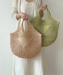 Túi Lưới Dáng Tròn QYMI – Móc Tay Tự Nhiên Họa Tiết Tam Giác, Phong Cách Eco Minimal