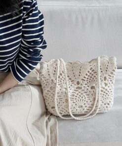 Túi Đeo Vai Handmade QYMI – Móc Ren Hoạ Tiết Vintage, Dáng Rộng Mềm Mại