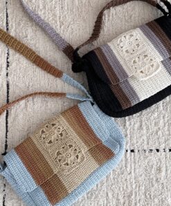Túi Đeo Chéo Hoa Vintage QYMI – Handmade Phối Màu Boho Retro