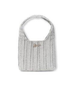 Túi Đeo Vai Cotton Móc Tay QYMI – Xám Tro Thanh Lịch, Charm Love Đính Đá